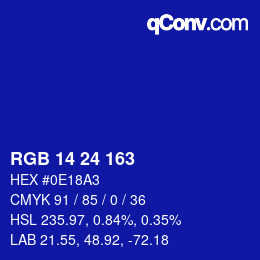 Color code: RGB 14 24 163 | qconv.com