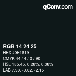Color code: RGB 14 24 25 | qconv.com