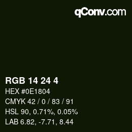 Color code: RGB 14 24 4 | qconv.com