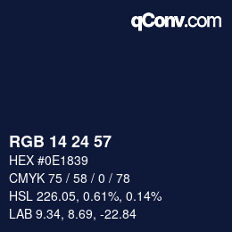 カラーコード: RGB 14 24 57 | qconv.com