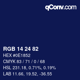 Color code: RGB 14 24 82 | qconv.com