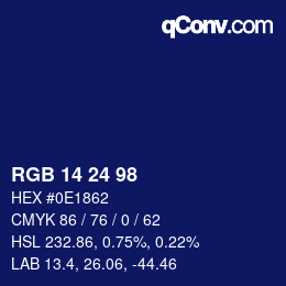 カラーコード: RGB 14 24 98 | qconv.com