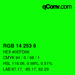 Color code: RGB 14 253 6 | qconv.com
