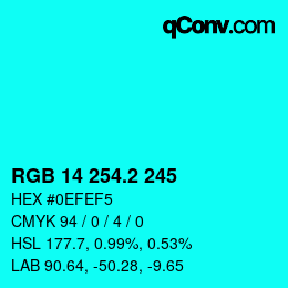 カラーコード: RGB 14 254.2 245 | qconv.com
