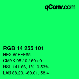 Color code: RGB 14 255 101 | qconv.com