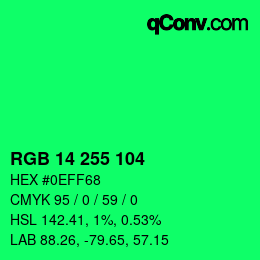 Color code: RGB 14 255 104 | qconv.com