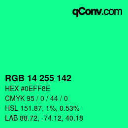 Color code: RGB 14 255 142 | qconv.com