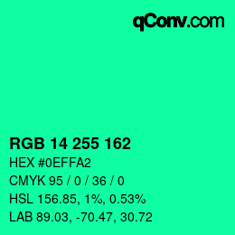 Color code: RGB 14 255 162 | qconv.com