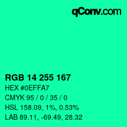 Color code: RGB 14 255 167 | qconv.com