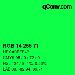 Color code: RGB 14 255 71 | qconv.com