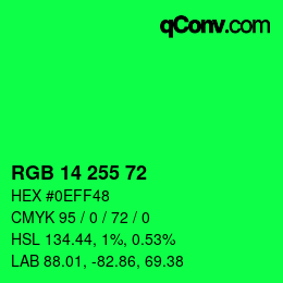 Color code: RGB 14 255 72 | qconv.com