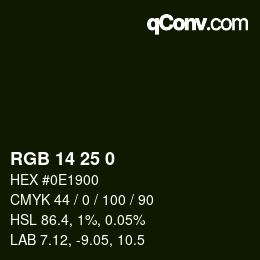 颜色代码: RGB 14 25 0 | qconv.com