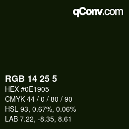 カラーコード: RGB 14 25 5 | qconv.com
