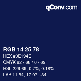 Color code: RGB 14 25 78 | qconv.com