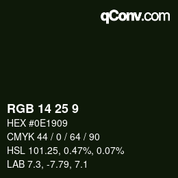 カラーコード: RGB 14 25 9 | qconv.com