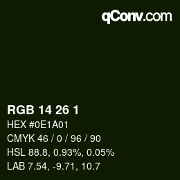Color code: RGB 14 26 1 | qconv.com