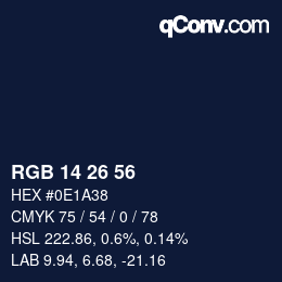 カラーコード: RGB 14 26 56 | qconv.com