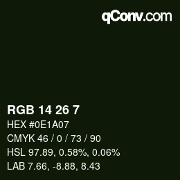カラーコード: RGB 14 26 7 | qconv.com