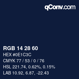 Código de color: RGB 14 28 60 | qconv.com