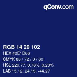 カラーコード: RGB 14 29 102 | qconv.com