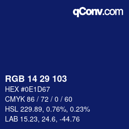 カラーコード: RGB 14 29 103 | qconv.com