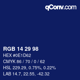 Color code: RGB 14 29 98 | qconv.com