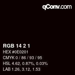 Color code: RGB 14 2 1 | qconv.com