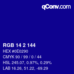 カラーコード: RGB 14 2 144 | qconv.com