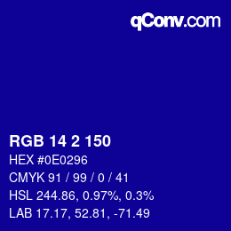 Color code: RGB 14 2 150 | qconv.com