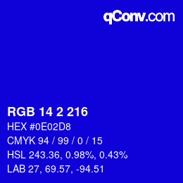 カラーコード: RGB 14 2 216 | qconv.com