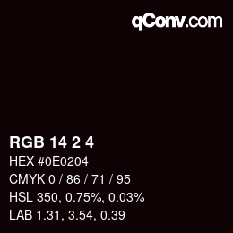 颜色代码: RGB 14 2 4 | qconv.com