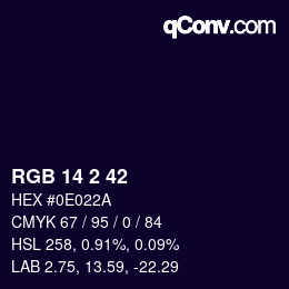 Color code: RGB 14 2 42 | qconv.com