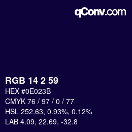 カラーコード: RGB 14 2 59 | qconv.com