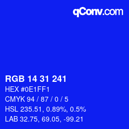 Color code: RGB 14 31 241 | qconv.com