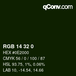 Color code: RGB 14 32 0 | qconv.com