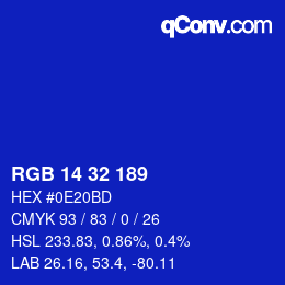 カラーコード: RGB 14 32 189 | qconv.com