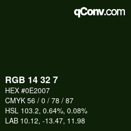 Color code: RGB 14 32 7 | qconv.com