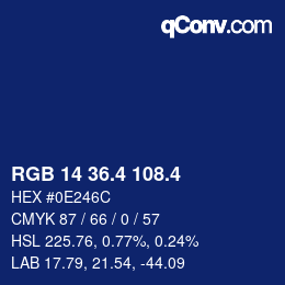 カラーコード: RGB 14 36.4 108.4 | qconv.com