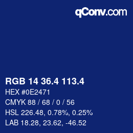 カラーコード: RGB 14 36.4 113.4 | qconv.com