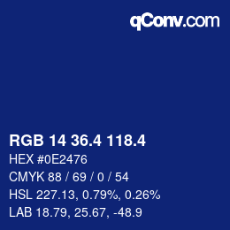 カラーコード: RGB 14 36.4 118.4 | qconv.com