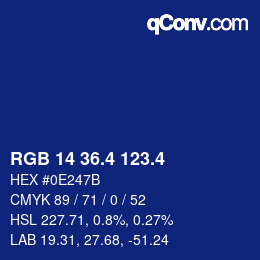 カラーコード: RGB 14 36.4 123.4 | qconv.com