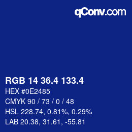 カラーコード: RGB 14 36.4 133.4 | qconv.com
