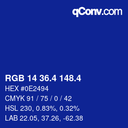 カラーコード: RGB 14 36.4 148.4 | qconv.com