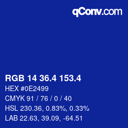 カラーコード: RGB 14 36.4 153.4 | qconv.com