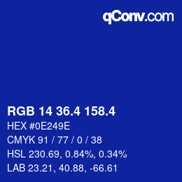 カラーコード: RGB 14 36.4 158.4 | qconv.com