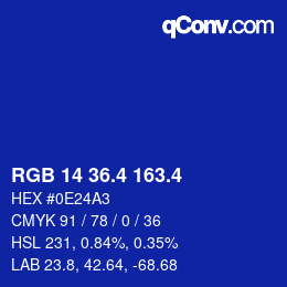 カラーコード: RGB 14 36.4 163.4 | qconv.com