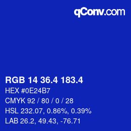 カラーコード: RGB 14 36.4 183.4 | qconv.com
