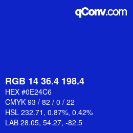 カラーコード: RGB 14 36.4 198.4 | qconv.com