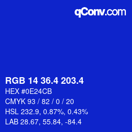 カラーコード: RGB 14 36.4 203.4 | qconv.com