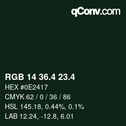 カラーコード: RGB 14 36.4 23.4 | qconv.com